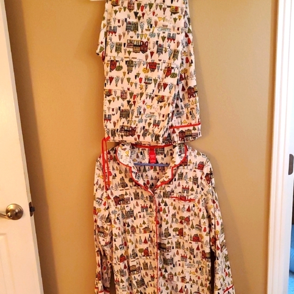 New Holiday Time Festive Pajama Set with Red and Green Accents